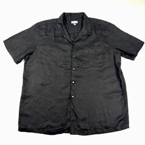 Breakwater‎ Shirt Mens XXL Black 100% Linen Relaxed Short Sleeve Resort Vacation